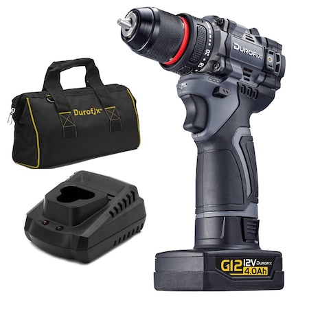Durofix G12 Series 12V Cordless Li-ion 3/8in Drill Driver Kit w/ 4.0 Ah Battery 1,800 RPM RK12136-PG